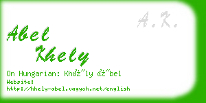 abel khely business card